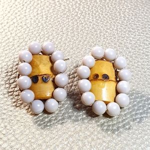 Vintage Japan Bamboo Clip On Earings